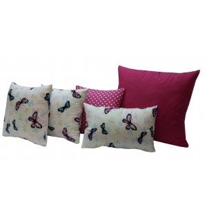 Dekoratif Bel Yastıklı Kanvas Kelebekli Kırlent Takımı 5 Lİ Set